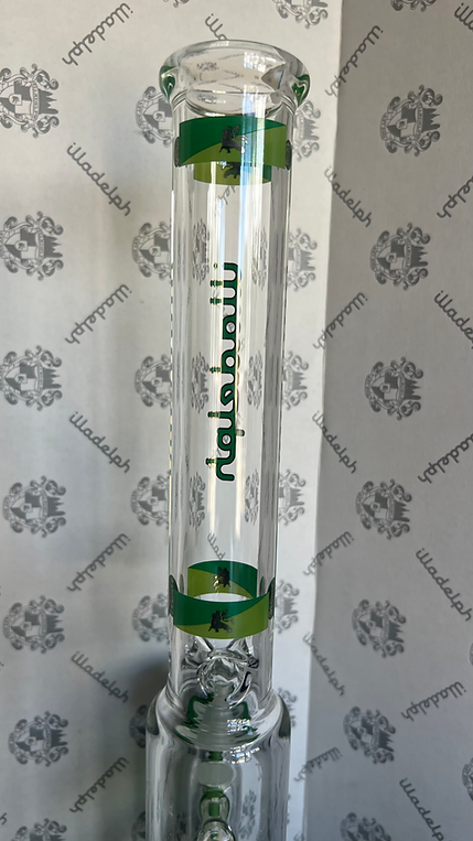 Illadelph Glass Green and Platinum Label Outline XL Double Showerhead