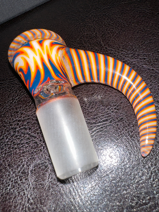 Shamby x Willstar Glass Fully Orange and Blue Worked 18mm 4 Hole Slide